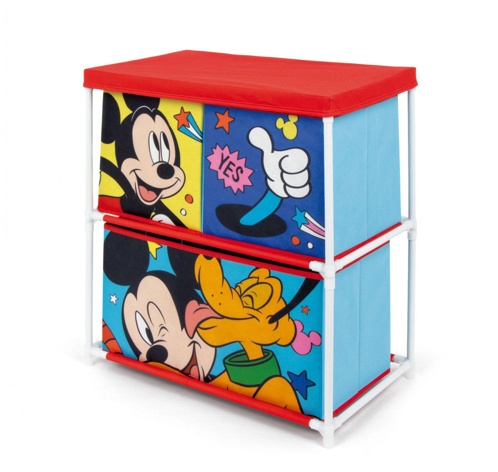 Disney Mikija un Plutona rotaļlietu uzglabāšanas statīvs ar 3 nodalījumiem 53x30x60 cm