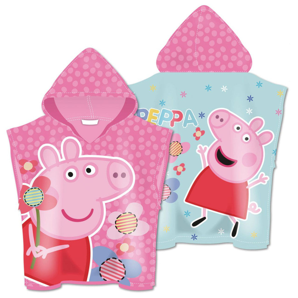 Peppa Pig Flower pludmales dvielis pončo 55x110cm (ātri žūstošs)