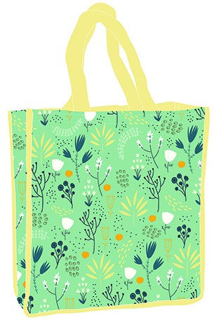 Ziedu zaļa iepirkumu soma 34 cm