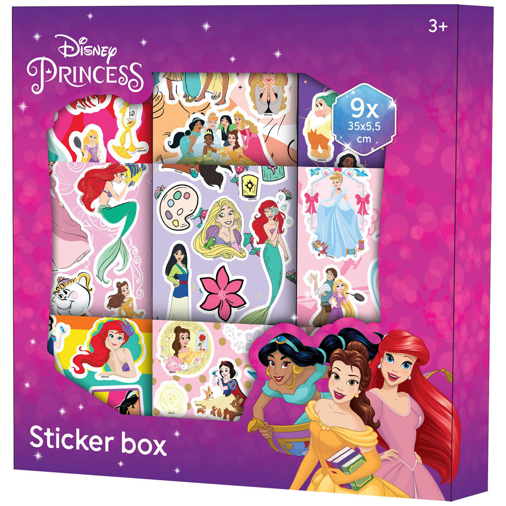 Disney Princess Fun 9 uzlīmju loksnes kastītē