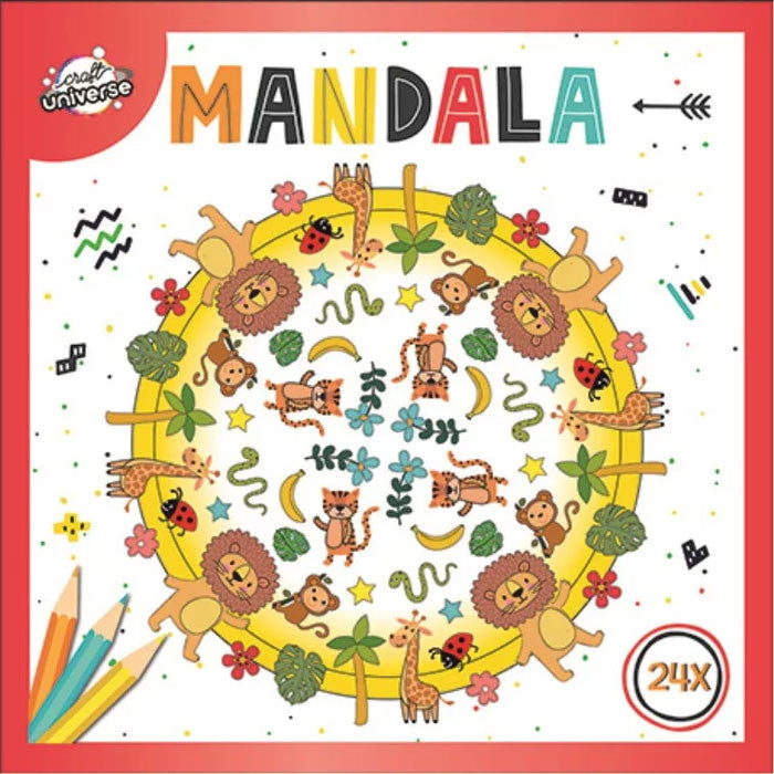 Krāsojamā grāmata "Mandala Animals" (24 lappuses)