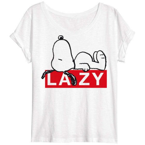 Snoopy Lazy sieviešu īsais T-krekls, topiņš M izmērs