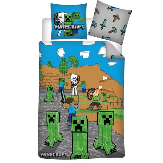 Minecraft tuksneša gultasveļas komplekts 140–200 cm, 63–63 cm mikrošķiedra