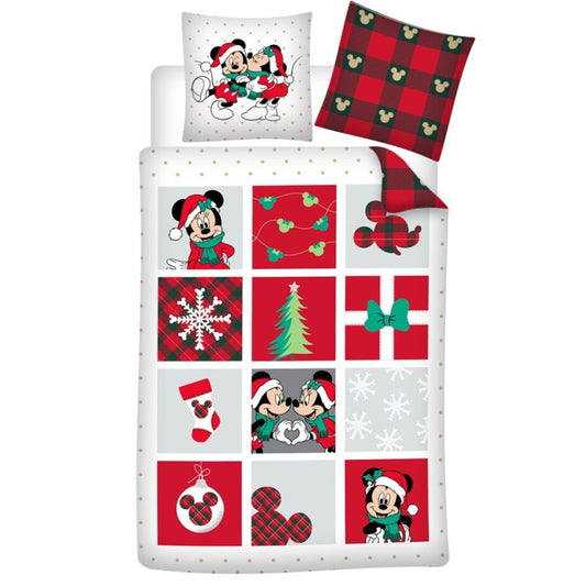 Disney Minnie Disney Mickey, Minnie Ziemassvētku gultasveļas komplekts 140–200 cm, 65–65 cm