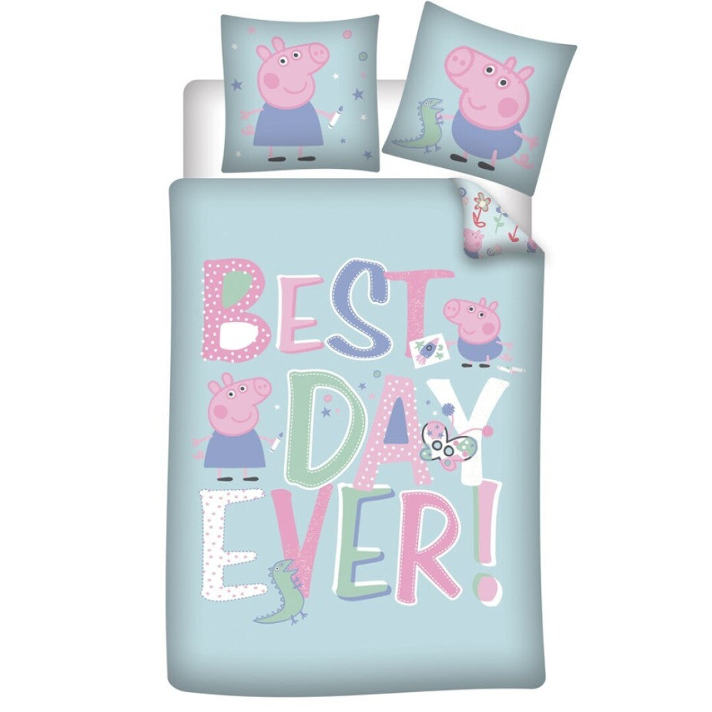 Peppa Pig segas pārvalks "Labākā diena" 140–200 cm, 63–63 cm mikrošķiedra