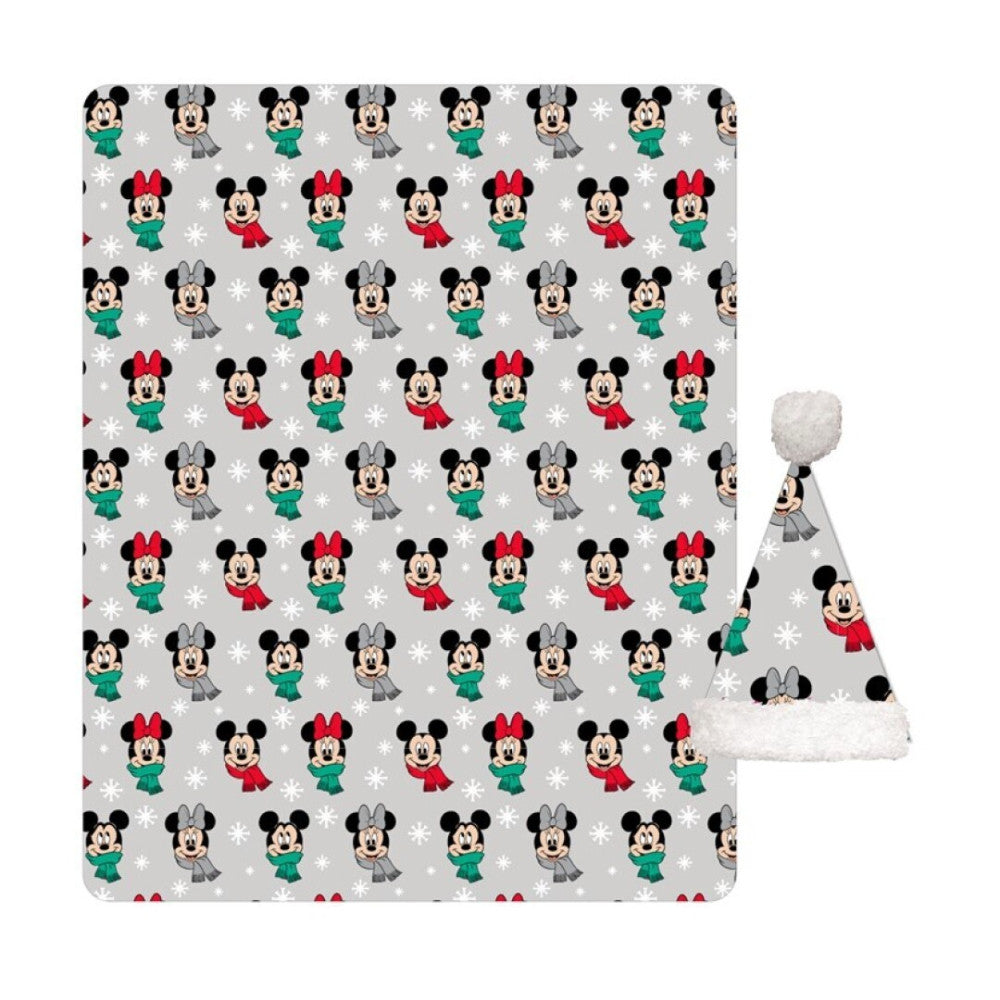 Disney Mickey Noel Minnie koraļļu flīsa segas un cepures komplekts