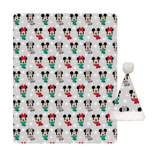Disney Mickey Noel Minnie koraļļu flīsa segas un cepures komplekts