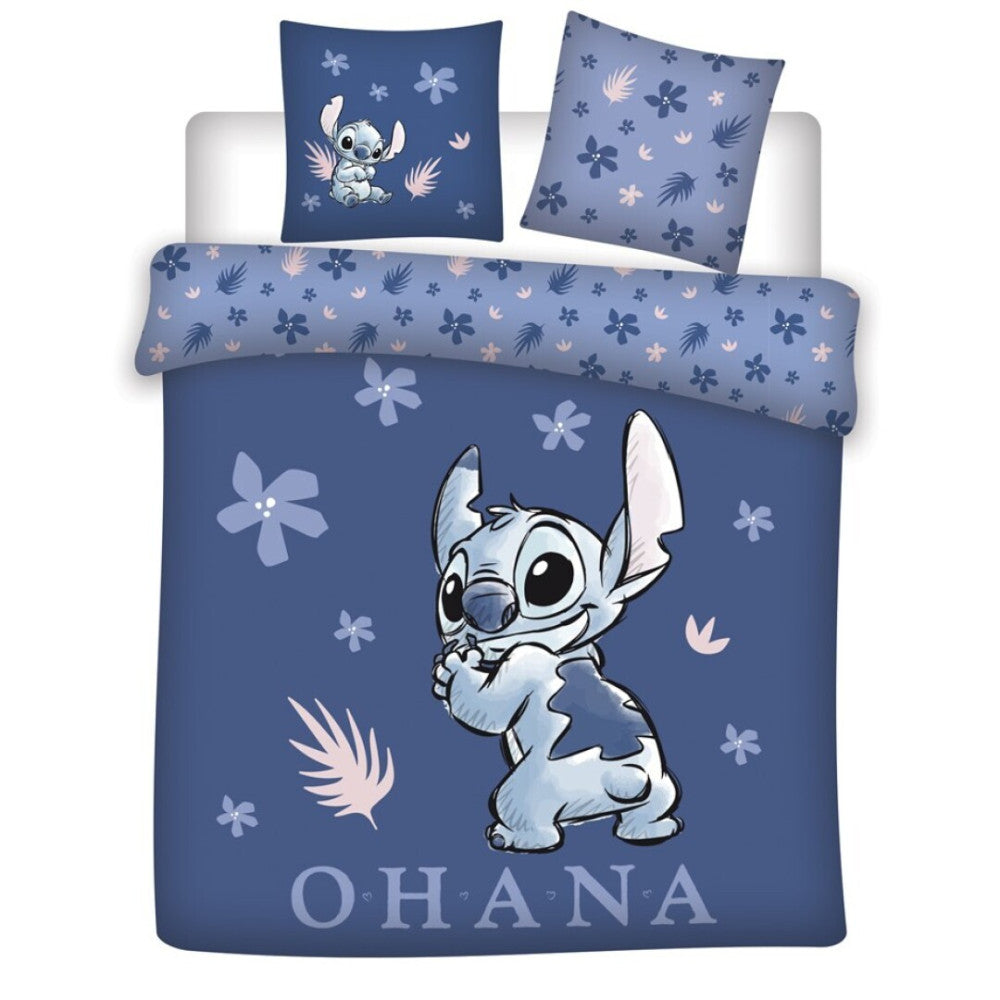 Disney Lilo un Stitch Ohana divguļamā gulta, divguļamā gultas veļa 240√ó220cm, 65x65 cm