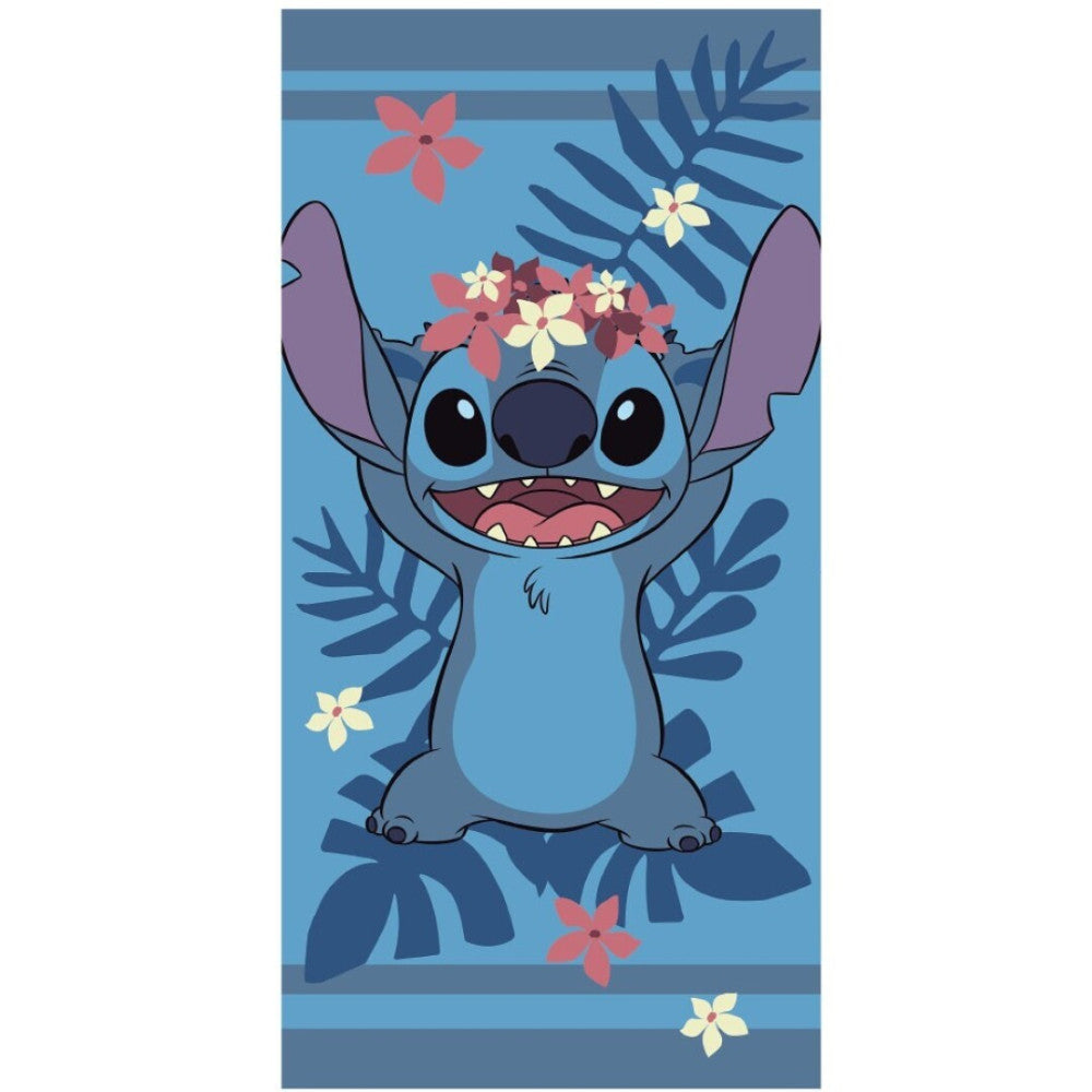Disney Lilo un Stitch Wreath vannas dvielis, pludmales dvielis 70x140cm (ātri žūstošs)