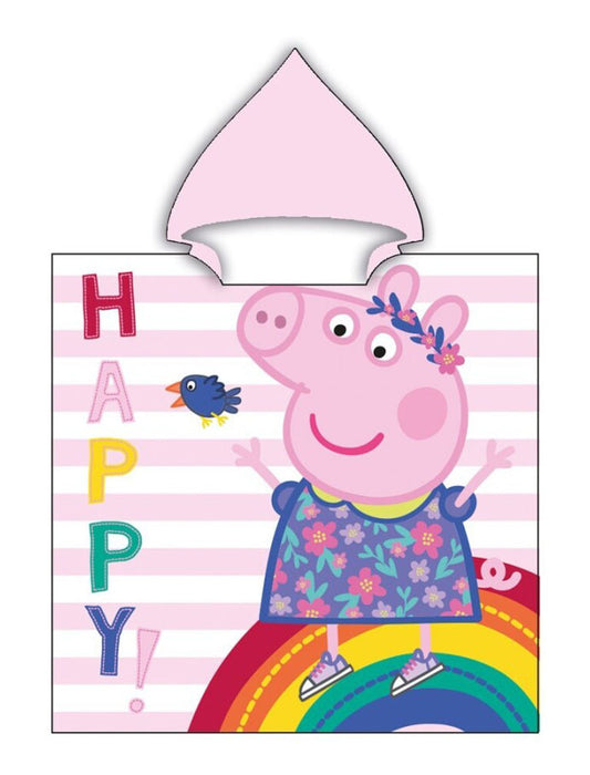 Peppa Pig Happy pludmales dvielis pončo 55x110 cm (ātri žūstošs)