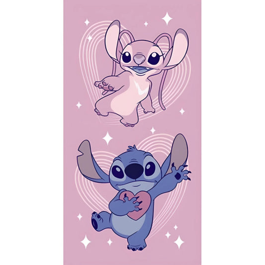 Disney Lilo un Stitch eņģeļu vannas dvielis, pludmales dvielis 70x140cm (ātri žūstošs)