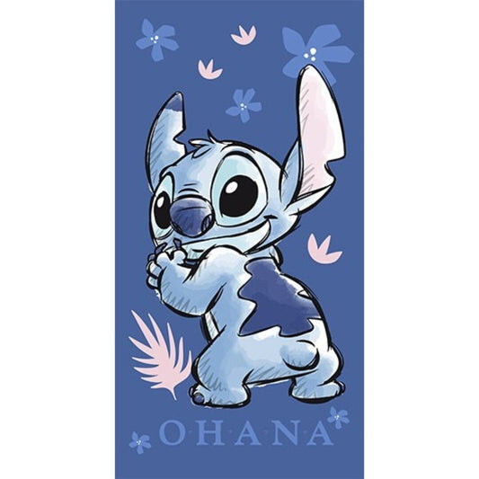 Disney Lilo un Stitch Ohana vannas dvielis, pludmales dvielis 70x140cm (ātri žūstošs)