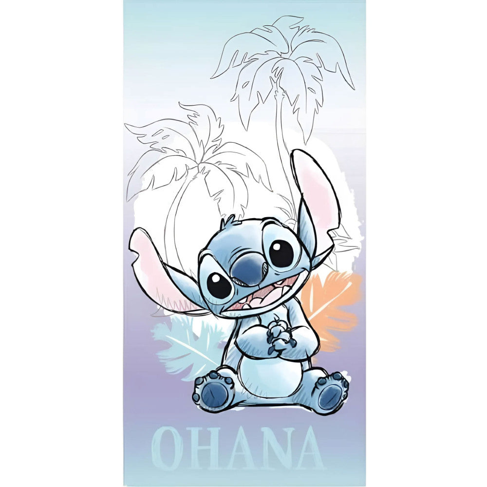 Disney Lilo un Stitch Ohana vannas dvielis, pludmales dvielis 70x140cm (ātri žūstošs)