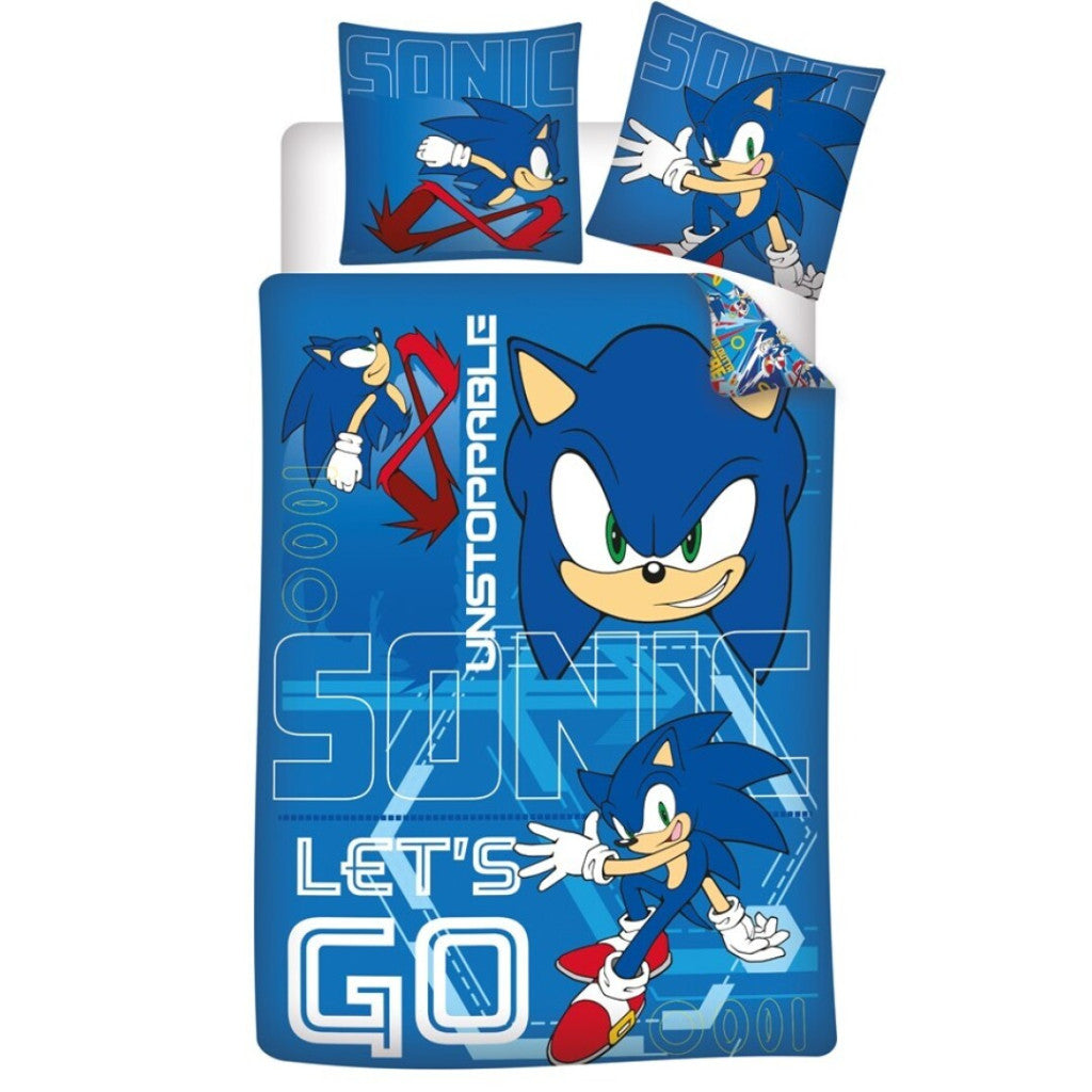 Sonic the Hedgehog: Neapturams gultasveļas komplekts 140–200 cm, 65–65 cm