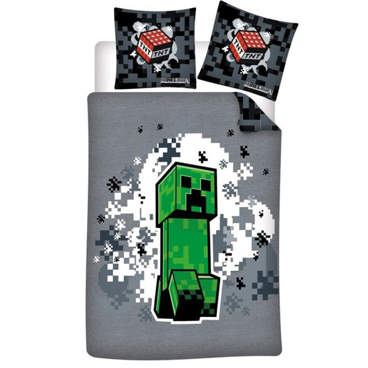 Minecraft pelēka gultas veļa 140–200 cm, 65 x 65 cm
