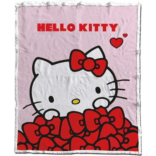 Hello Kitty šerpu sega ar bantīti 130x170cm