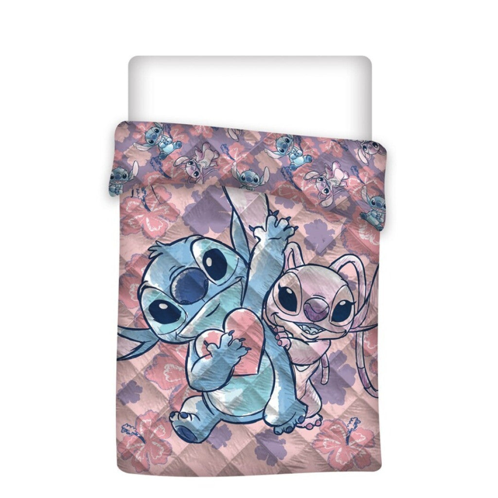 Disney Lilo un Stitch Sirds stepēts gultas pārklājs, sega 140x200cm