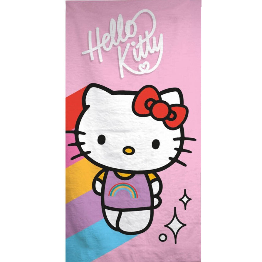 Hello Kitty Rainbow vannas palags, pludmales dvielis 70*140cm (ātri žūstošs)