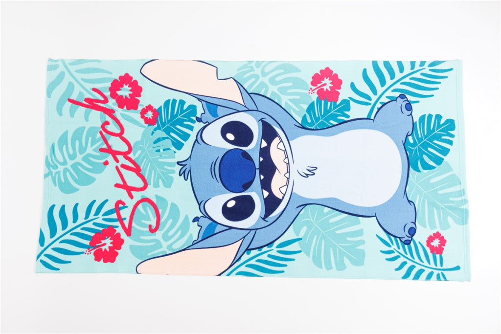 Disney Lilo un Stitch Happy vannas dvielis, pludmales dvielis 70x140cm (ātri žūstošs)