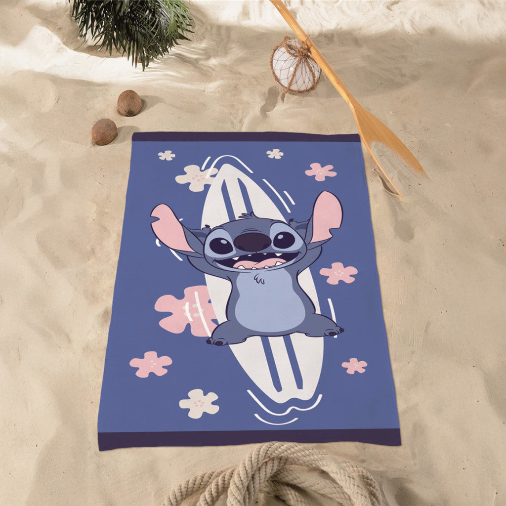 Disney Lilo un Stitch okeāna vannas dvielis, pludmales dvielis 70x140cm (ātri žūstošs)