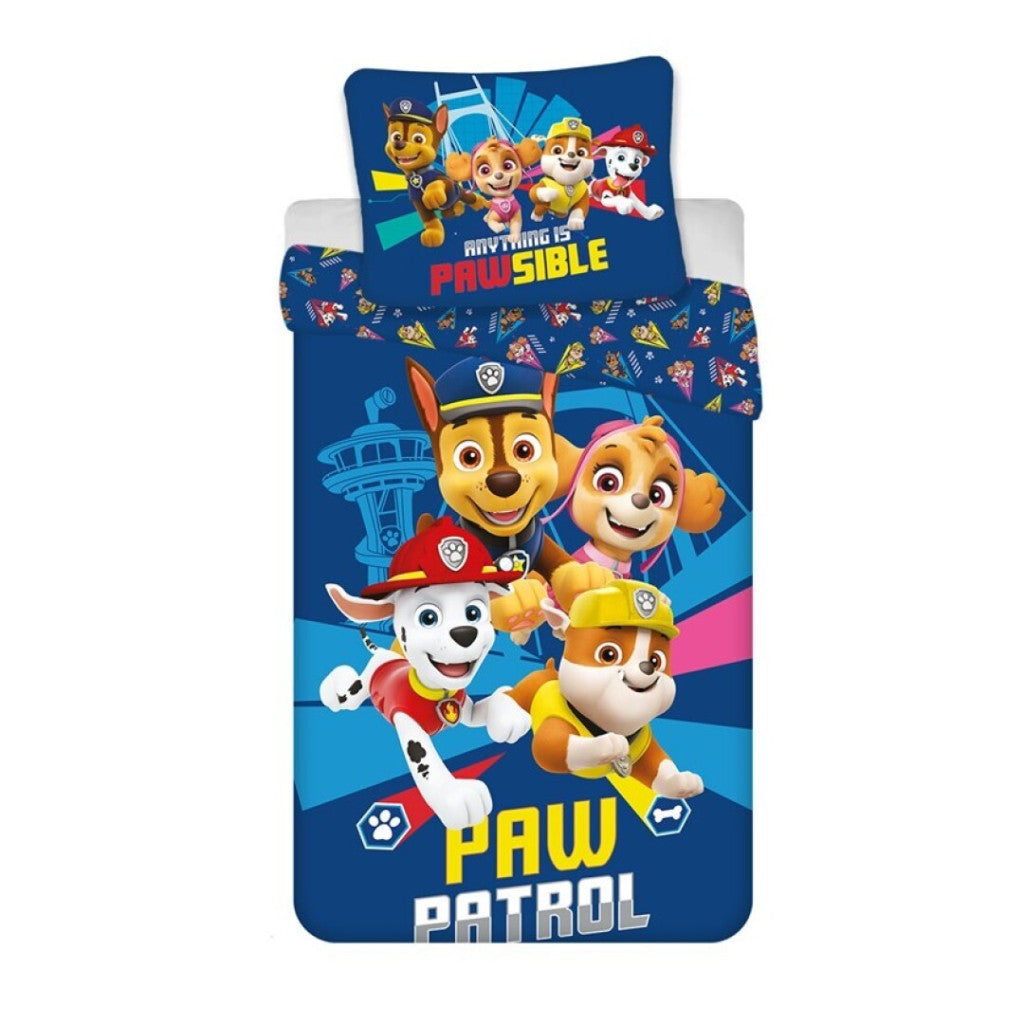 Ķepu patruļa Pawsible Blue gultasveļas komplekts 140√ó200cm, 65x65 cm