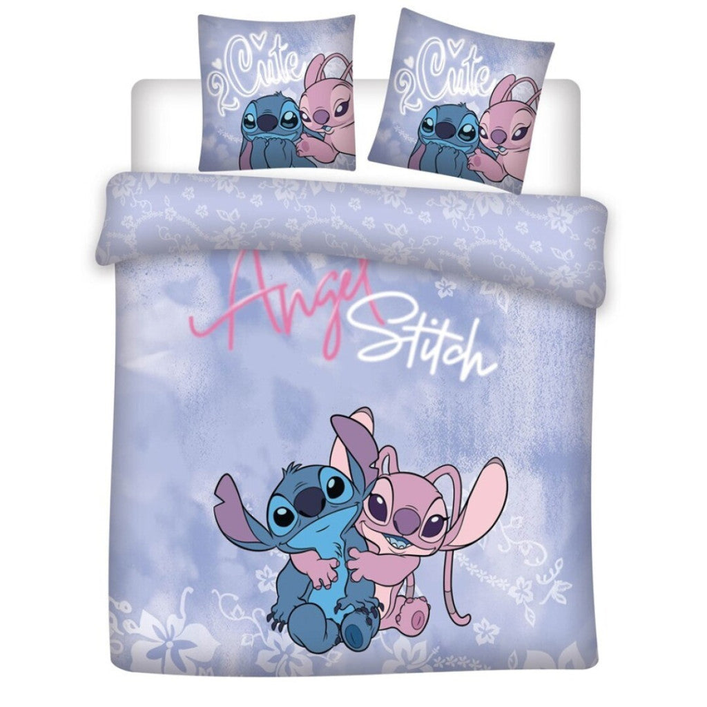 Disney Lilo un Stitch mīlulis divguļamā gulta, divguļamā segas pārvalks 240–220 cm, 65 x 65 cm