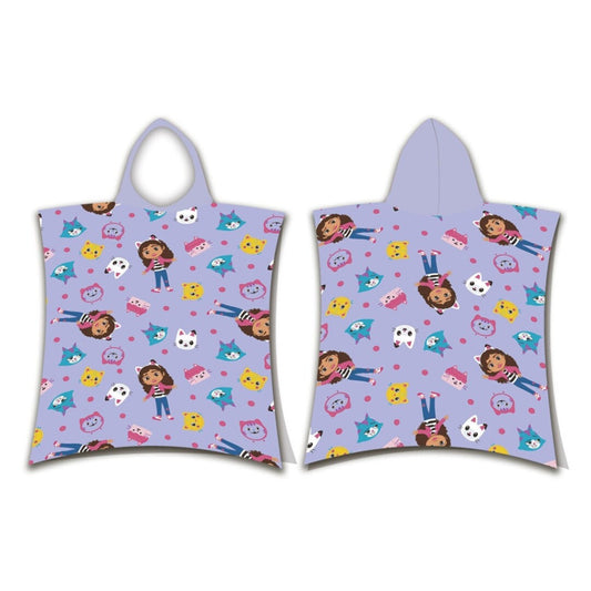 Gabby's Dollhouse Meowgical pludmales dvieļu pončo 55x110 cm (ātri žūstošs)