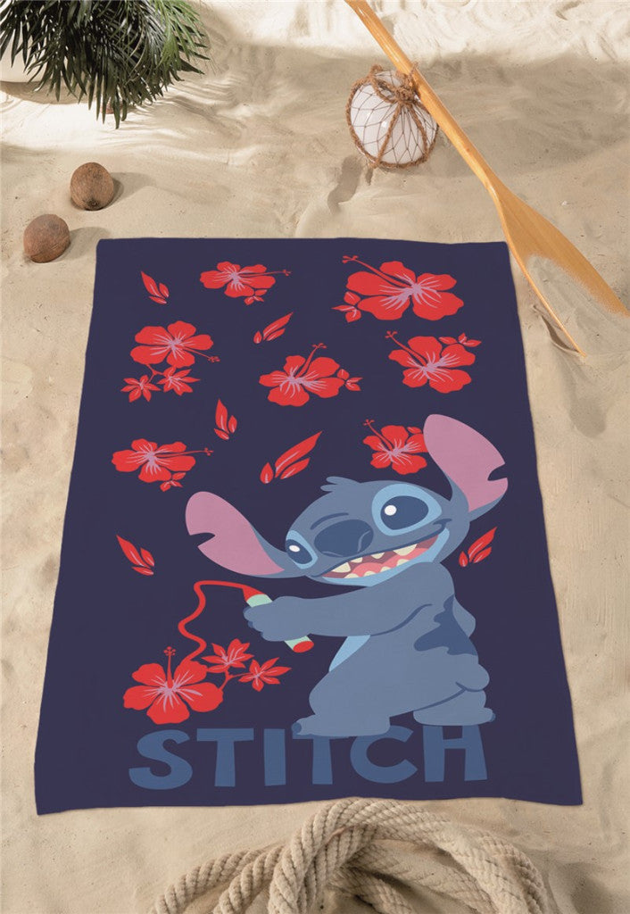 Disney Lilo un Stitch ziedu zīmējumu vannas dvielis, pludmales dvielis 70x140cm