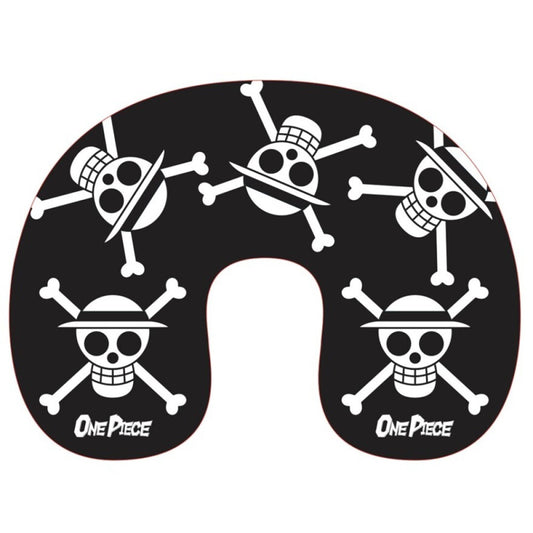 One Piece Black Skull ceļojumu spilvens, kakla spilvens