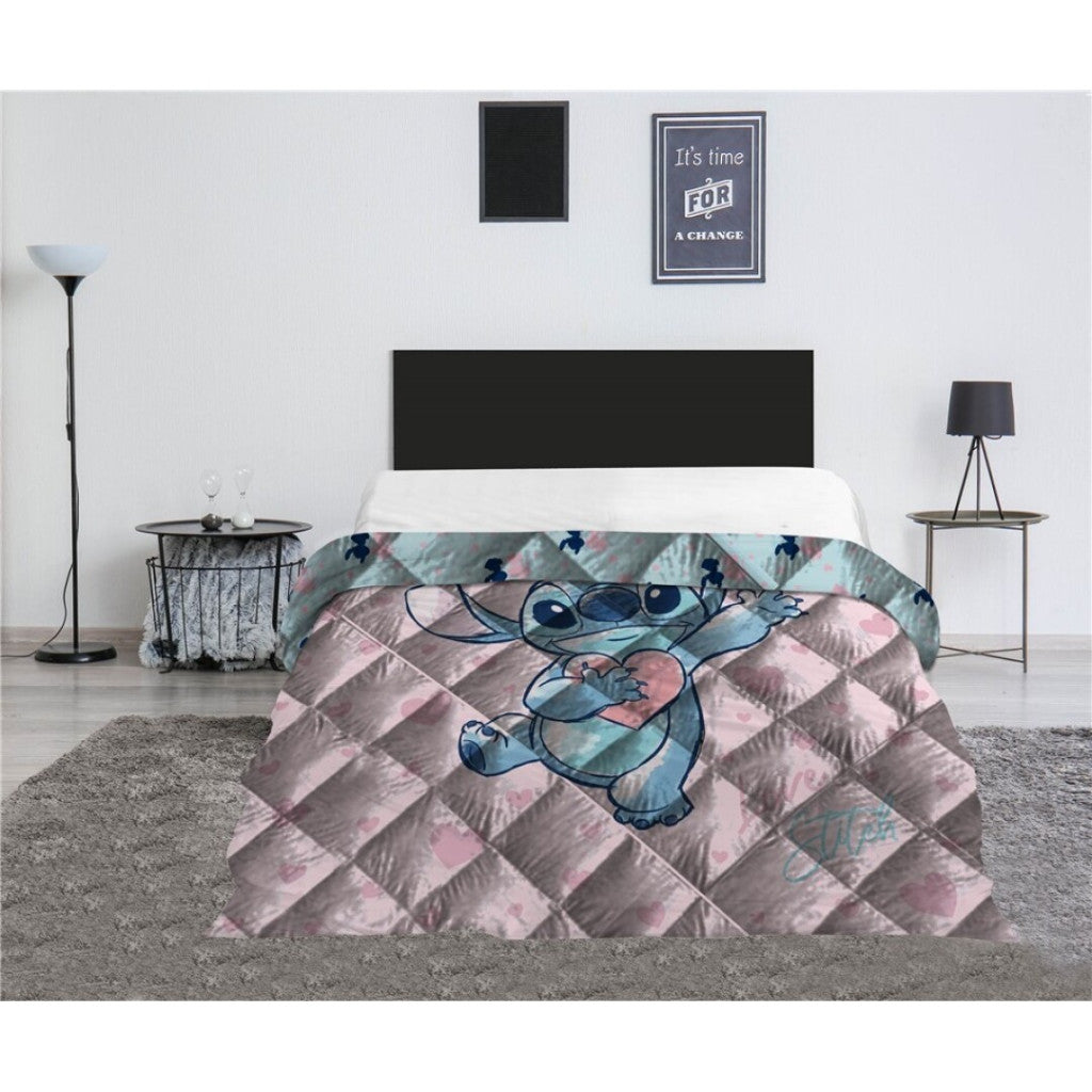 Disney Lilo un Stitch Sirds stepēts gultas pārklājs, sega 240x220cm