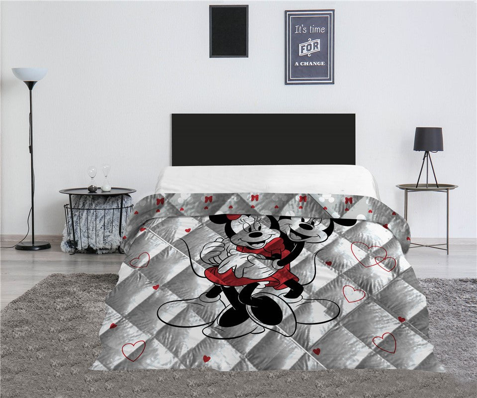 Disney Minnie Mickey Love stepēts gultas pārklājs, sega 240x220cm