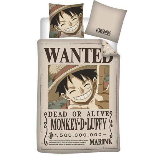 One Piece Wanted gultasveļas pārvalks 140–200 cm, 65–65 cm