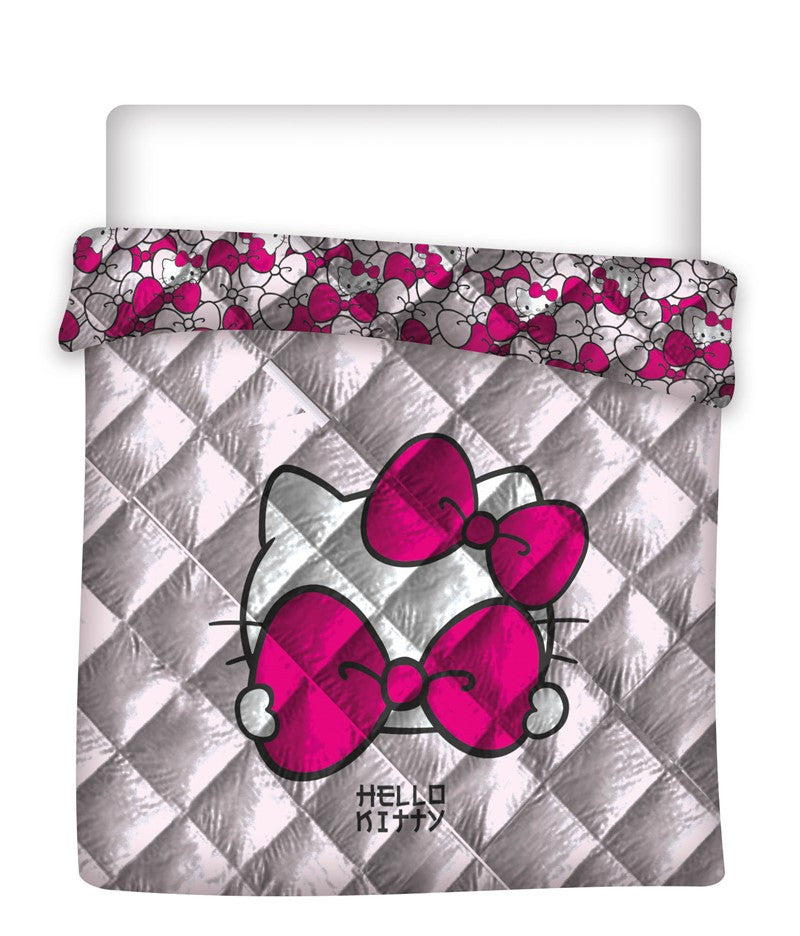 Hello Kitty Pink Bow stepēts gultas pārklājs, dūnu sega 240x220cm