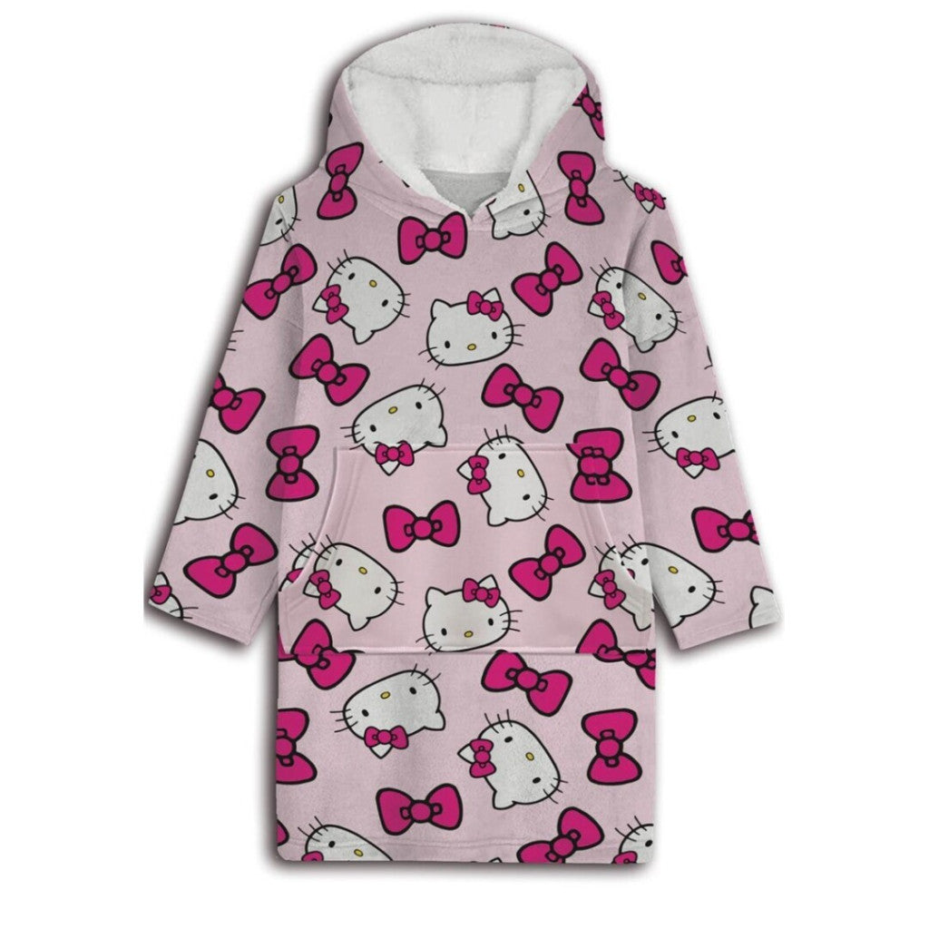 Hello Kitty Bow pieaugušo valkājama plīša polārā sega, pončo