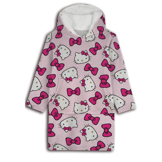 Hello Kitty Bow pieaugušo valkājama plīša polārā sega, pončo