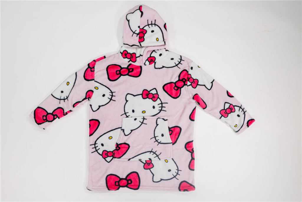 Hello Kitty Bow pieaugušo valkājama plīša polārā sega, pončo