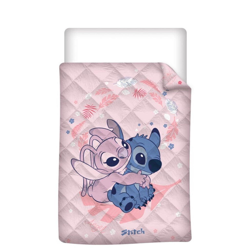 Disney Lilo un Stitch eņģeļa apskāviena stepēts gultas pārklājs, sega 140x200cm