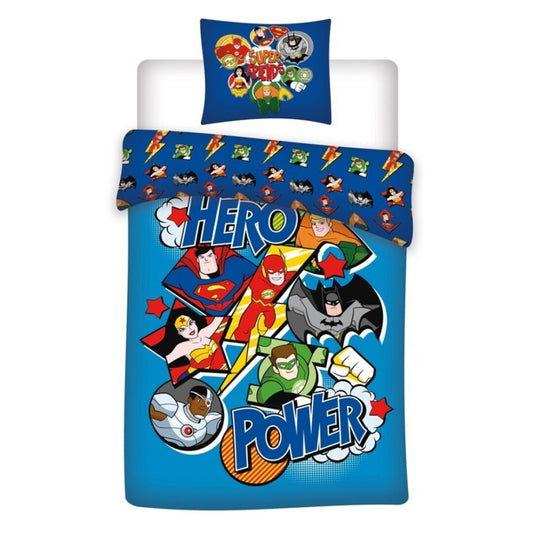 Jusice League Power gultasveļas pārvalks 140–200 cm, 65–65 cm