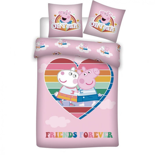Peppa Pig Love gultasveļas komplekts 140√ó200cm, 63√ó63 cm mikrošķiedra