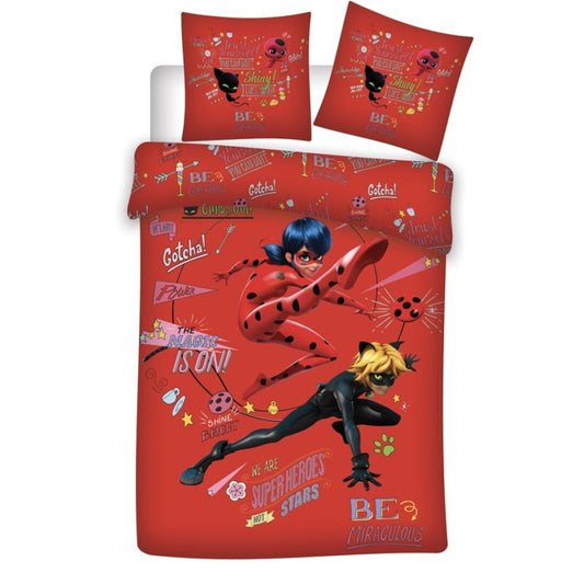 Miraculous Ladybug gultasveļas pārvalks 140√ó200cm, 65√ó65 cm