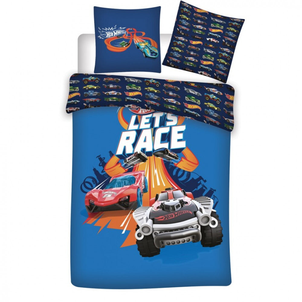 Hot Wheels gultas pārklājs "Head to Head" 140–200 cm, 63–63 cm mikrošķiedra