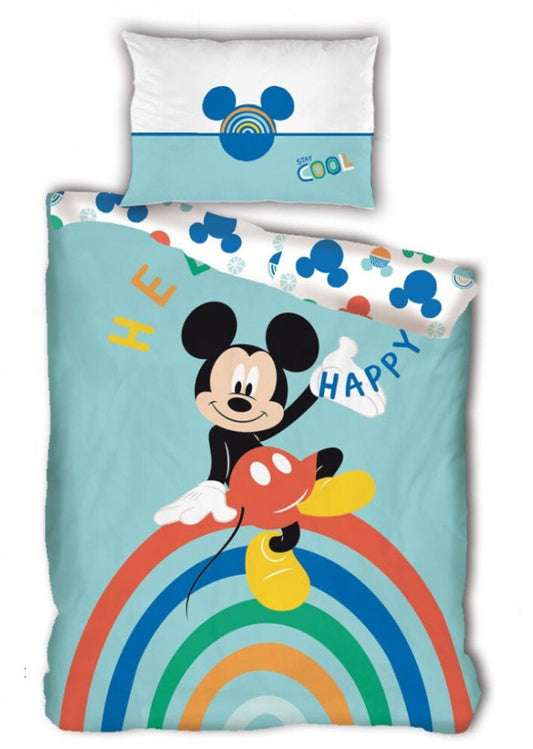 Disney Mickey Happy gultasveļas komplekts 140–200 cm, 63–63 cm mikrošķiedra