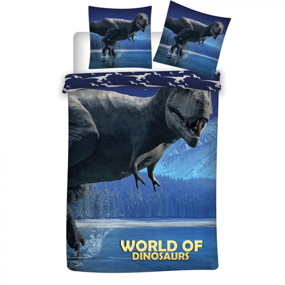 Gultasveļas komplekts "Dinozauru mežs" 140–200 cm, 63–63 cm mikrošķiedra