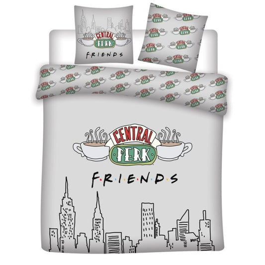 Friends pelēks divguļamais gultas pārklājs, divguļamais gultas pārklāja komplekts 240–220 cm, 63 x 63 cm, mikrošķiedra