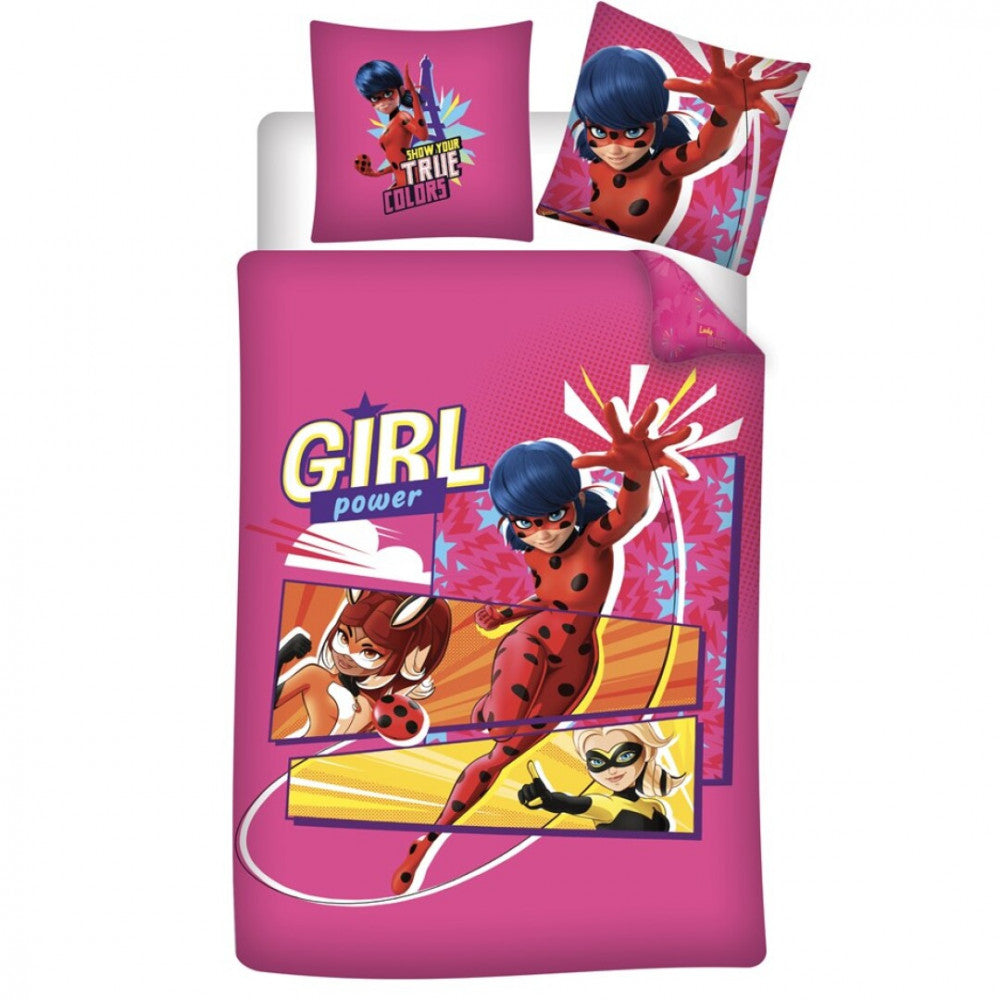 Miraculous Ladybug The Girls gultasveļas komplekts 140√ó200cm, 63√ó63 cm mikrošķiedra