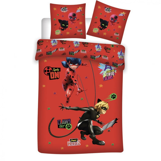 Miraculous Ladybug Battle gultasveļas komplekts 140√ó200cm, 63√ó63 cm mikrošķiedra