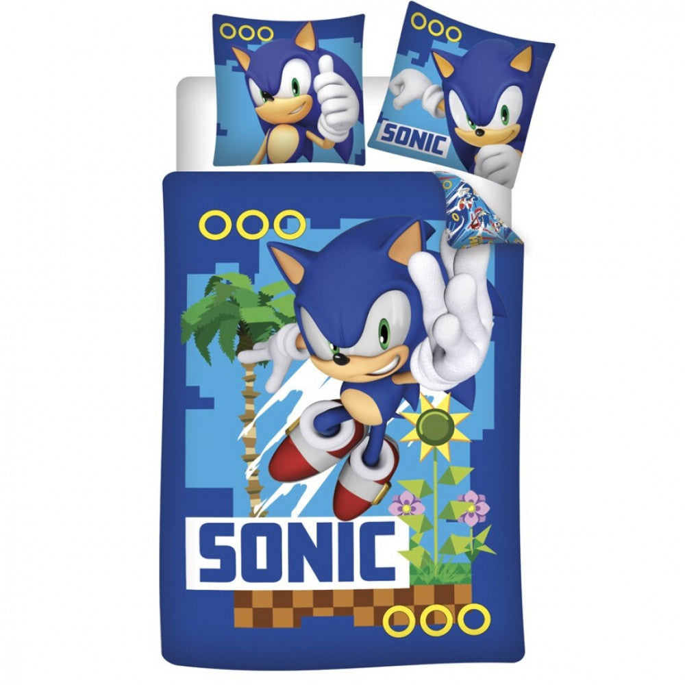 Sonic the Hedgehog Sonic the Hedgehog Coin Chase gultasveļas komplekts 140√ó200cm, 63√ó63 cm mikrošķiedra