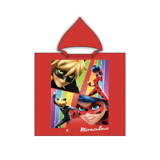 Miraculous Ladybug pludmales dvieļu pončo 55x110 cm