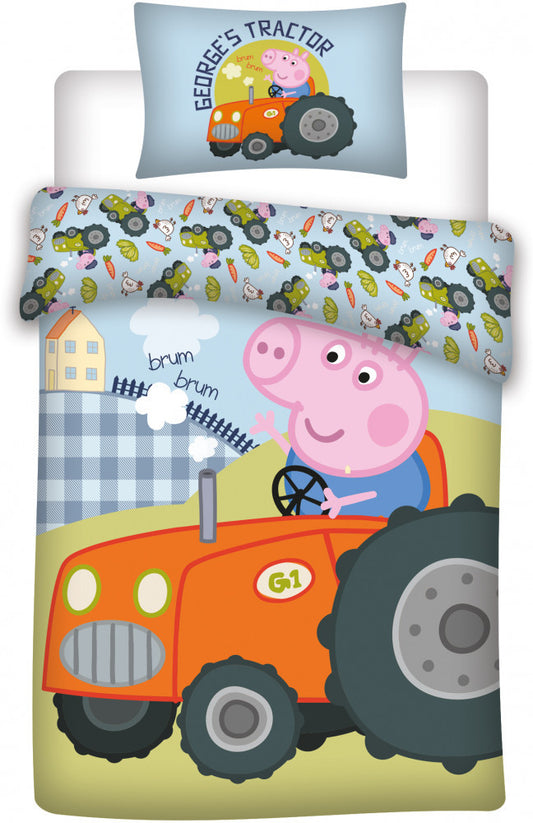 Peppa Pig George's Tractor bērnu gultasveļas komplekts 100√ó135cm, 40√ó60cm
