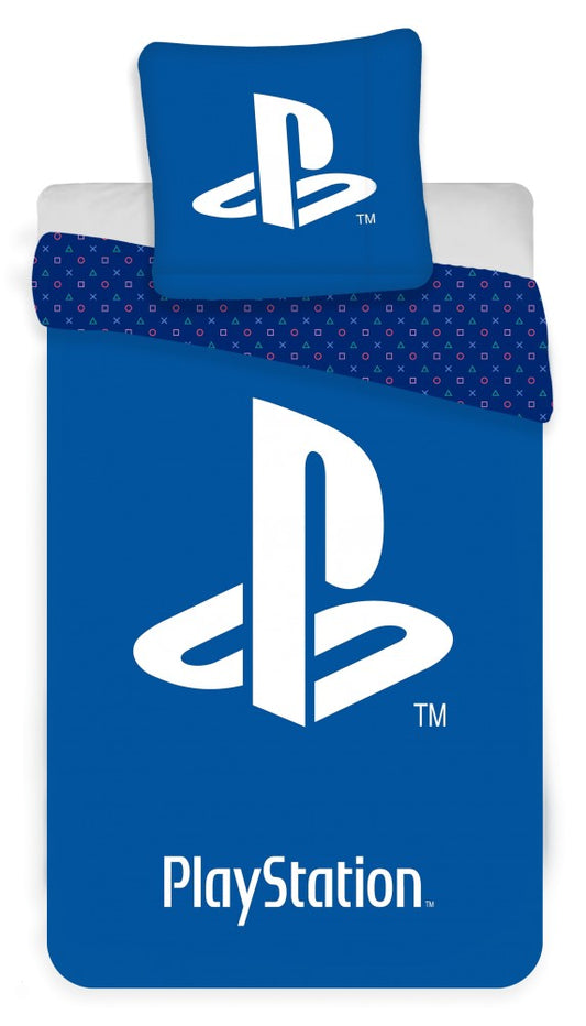 PlayStation zils gultasveļas komplekts ar logotipu 140–200 cm, 70–90 cm